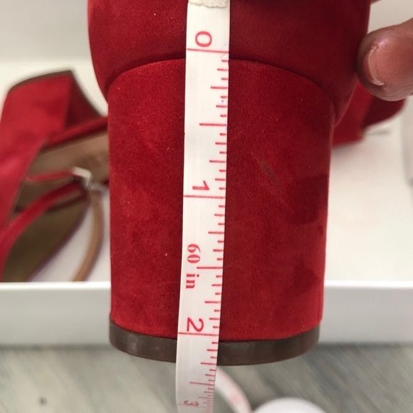 Schutz Roama Red Suede Block Heel Sandals - Picture 14 of 15
